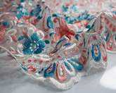 Kew Embroidered Floral Lace 100% Polyester 144cm Wide Fishnet Design Lace For Bridalwear, Gowns, Overlays, Curtains, Home Decor